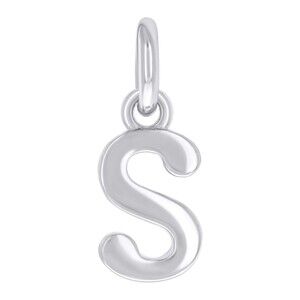 925 Sterling Silver Unisex Initial Small Alphabet S Charm Pendant